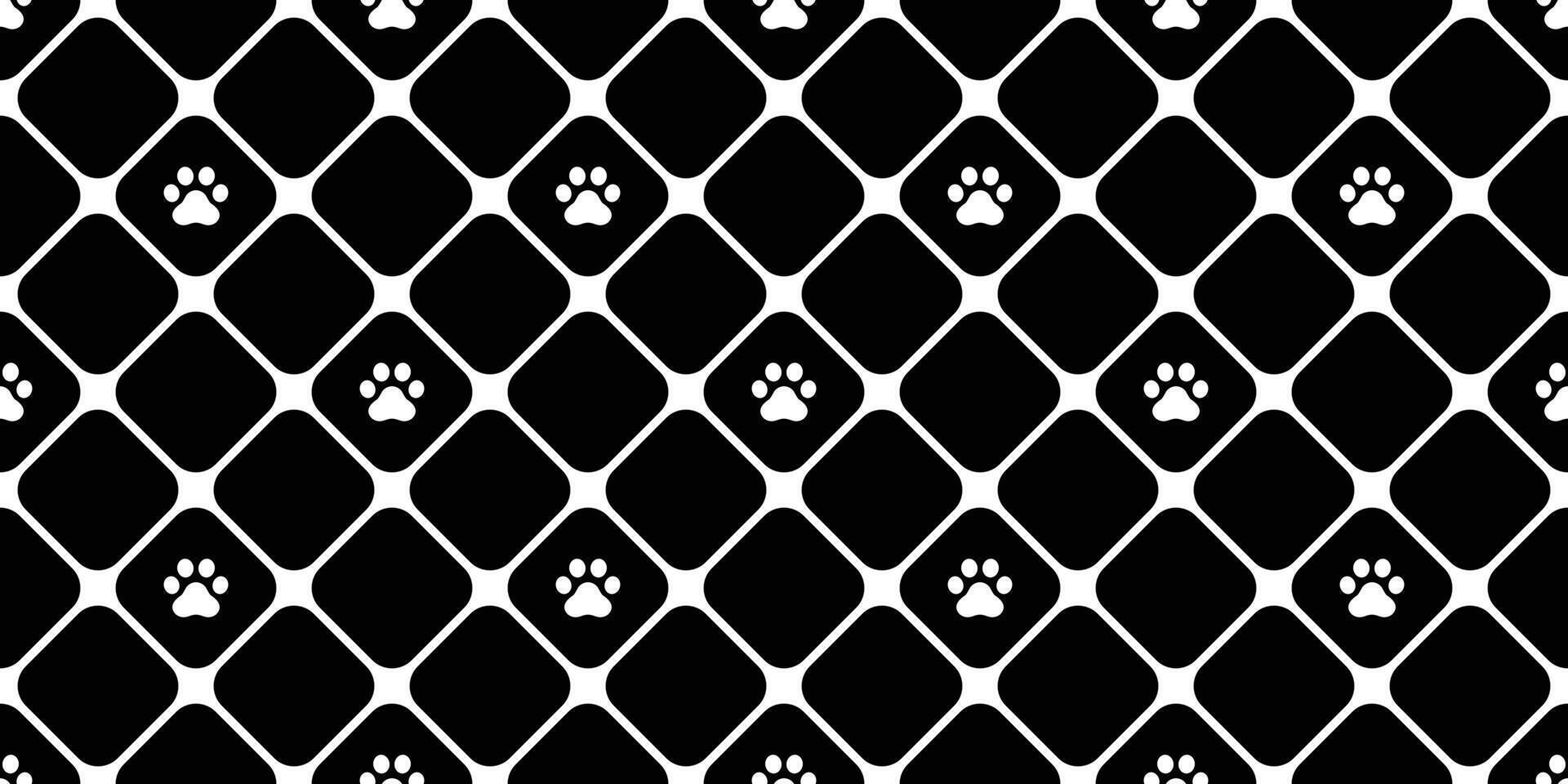 dog paw seamless pattern footprint checked french bulldog icon puppy cat kitten cartoon doodle isolated repeat wallpaper tile background illustration design clip art black vector