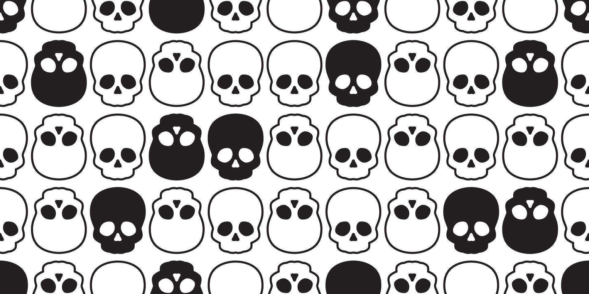 skull seamless pattern Halloween crossbones ghost pirate cartoon repeat wallpaper scarf isolated gift wrapping paper tile background doodle illustration symbol clip art design vector