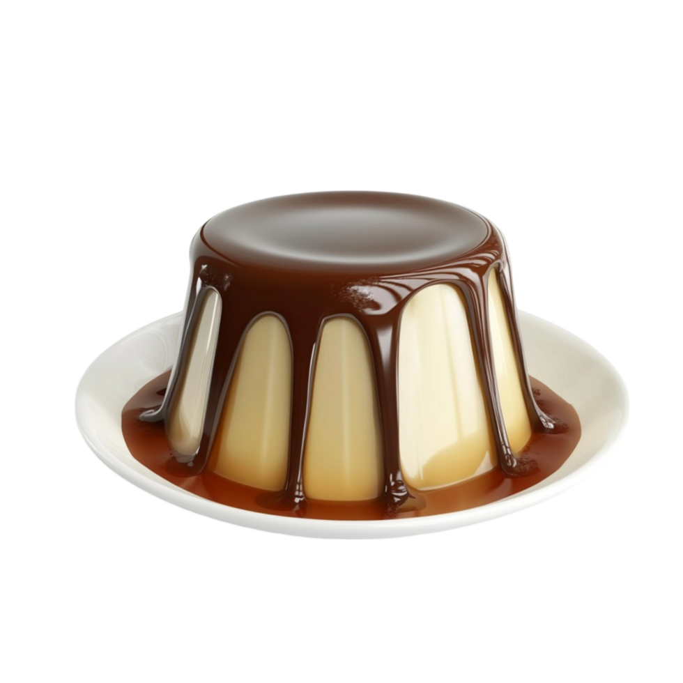Delicious Chocolate Mousse Cake with Caramel Glaze Served on Transparent background AI-Generative png
