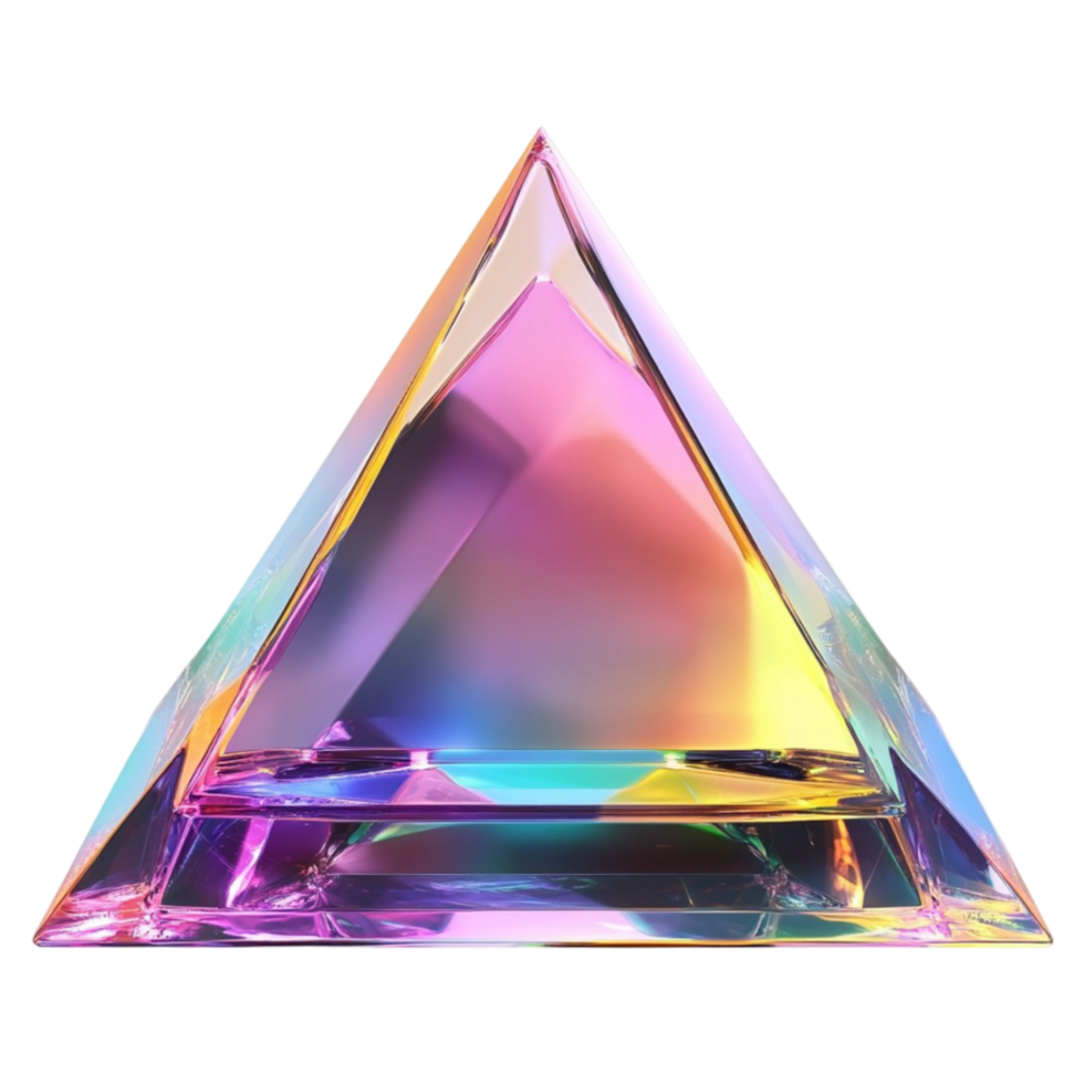 Vividly Colored Transparent 3D Triangular Prism on Transparent background AI-Generative png