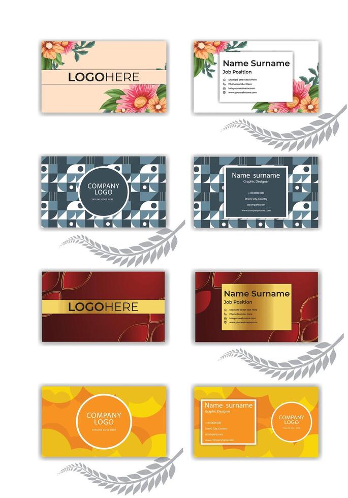 Print 4 Set Business card template. vector