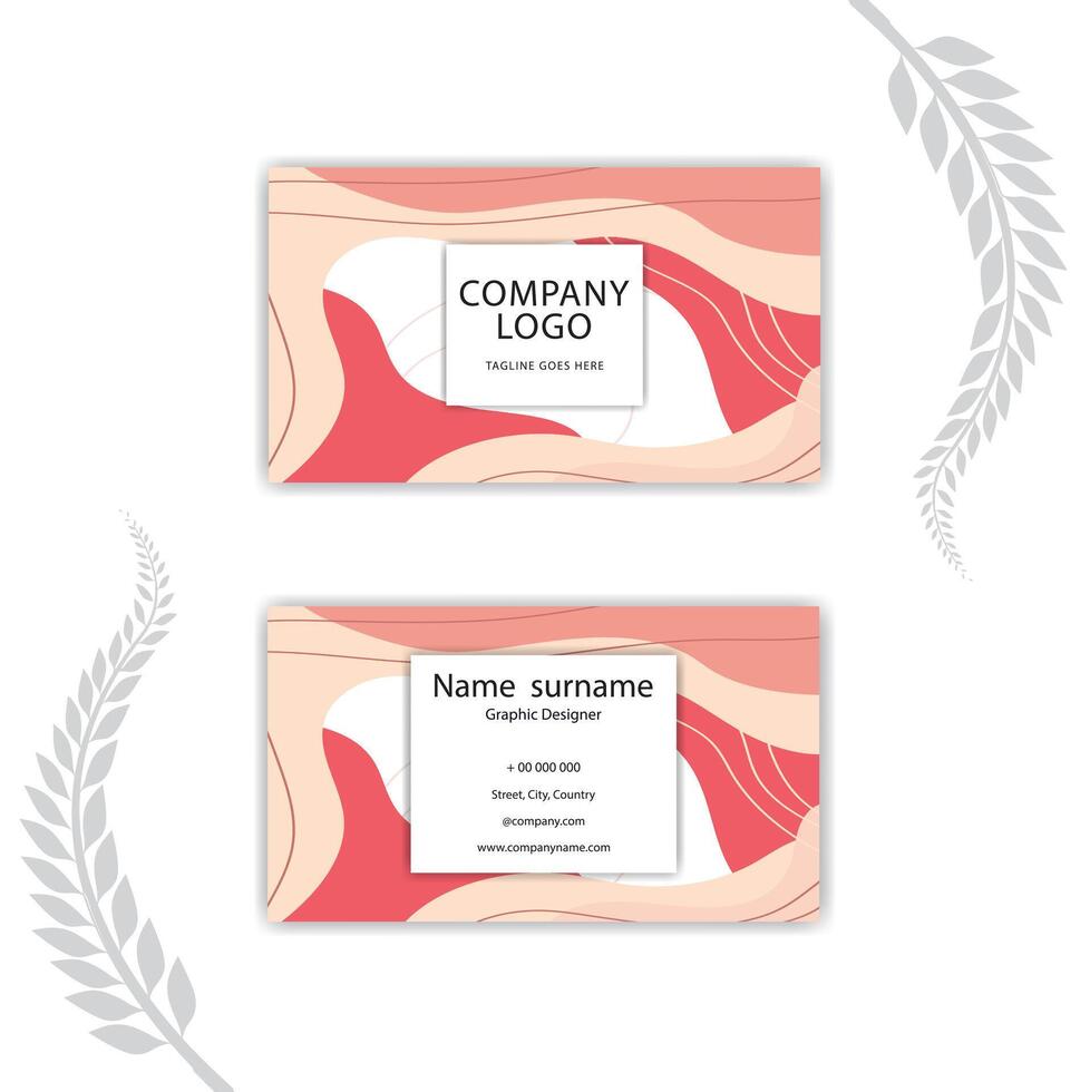 Print Hand-drawn business card design in abstract style. vector