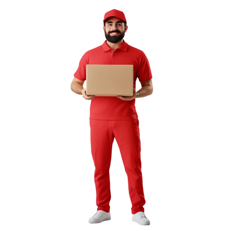 Delivery Man Holding a Box on Transparent background AI-Generative png