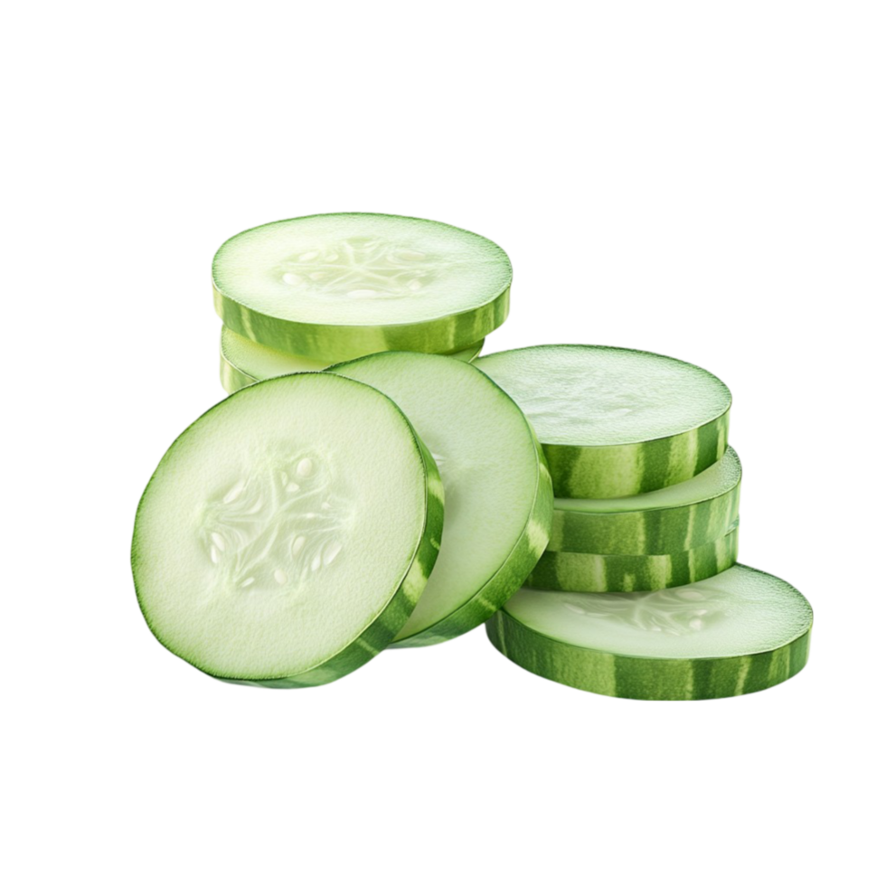 Cucumber Slices on Transparent background AI-Generative png