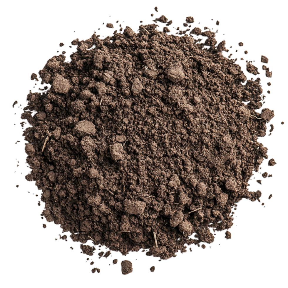 Pile of Well-Composted Soil with Dark and Light Brown Colors on Transparent background AI-Generative png