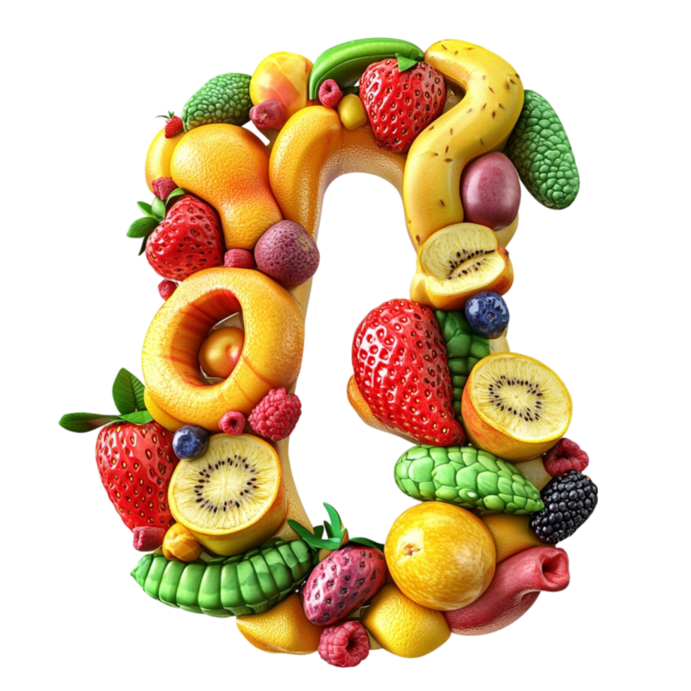 Vibrant Stylized Illustration of Giant Letter on Transparent background AI-Generative png