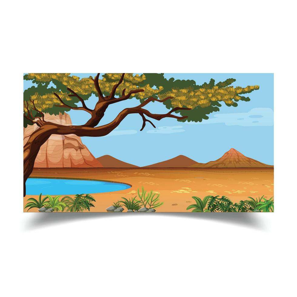 Natural Scenery with Blue River Landscape with Wildlife vector