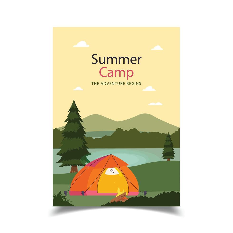 Summer Camp Flyer Template Design vector