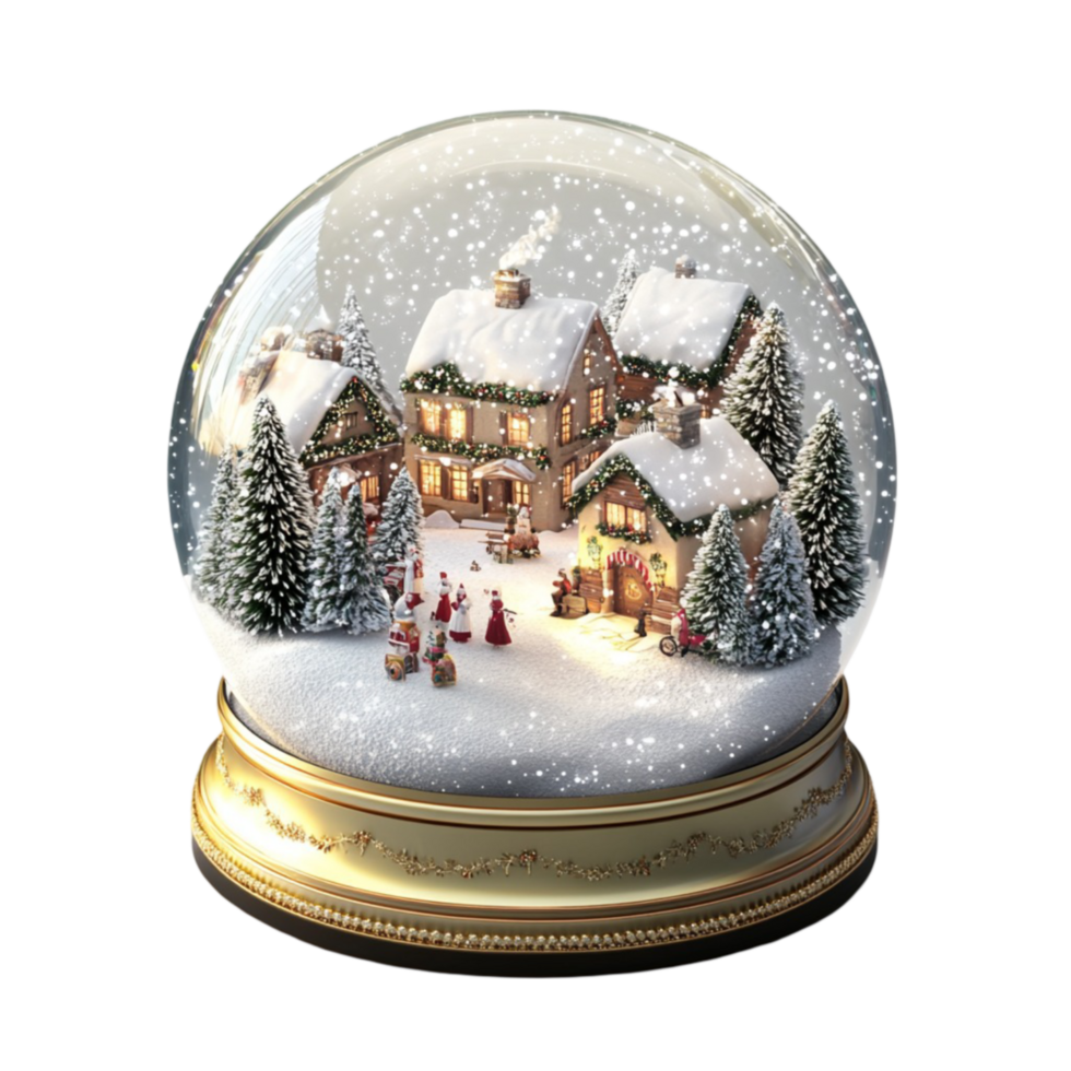 Christmas Ornament with Snow Globe and Festive Village Scene on Transparent background AI-Generative png