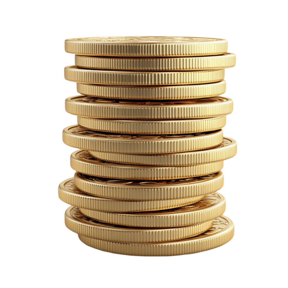 Stack of Gold Coins on Transparent background AI-Generative png
