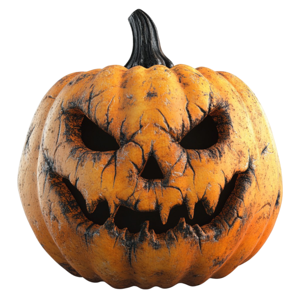 Scary Jack-O-Lantern on Transparent background AI-Generative png