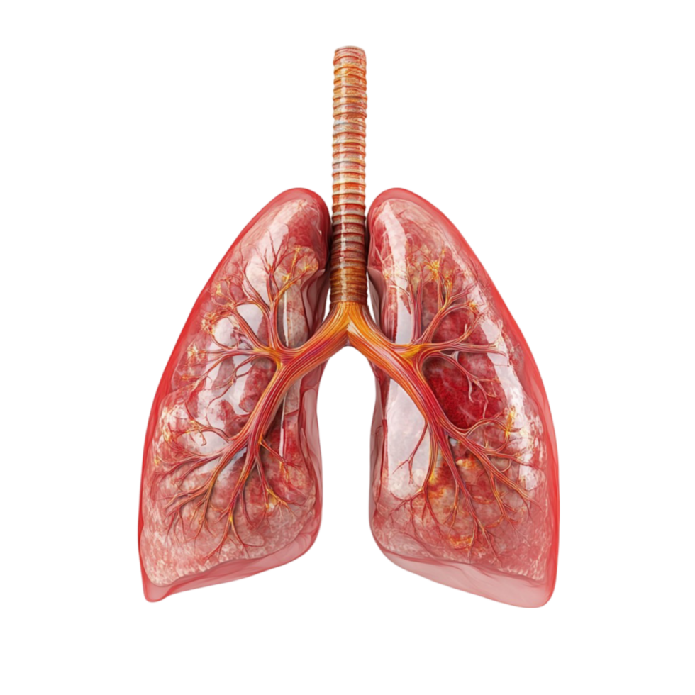3D Rendering of Human Lung with Visible Airways on Transparent background AI-Generative png