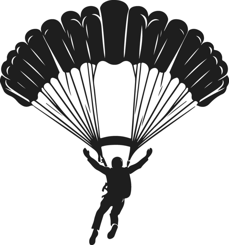 Parachute Skydiving Silhouette Art On Solid White Background vector