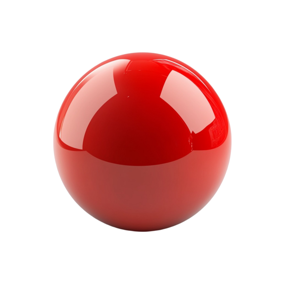 Red Shiny 3D Sphere with Reflective Surfaceon Transparent background AI-Generative png