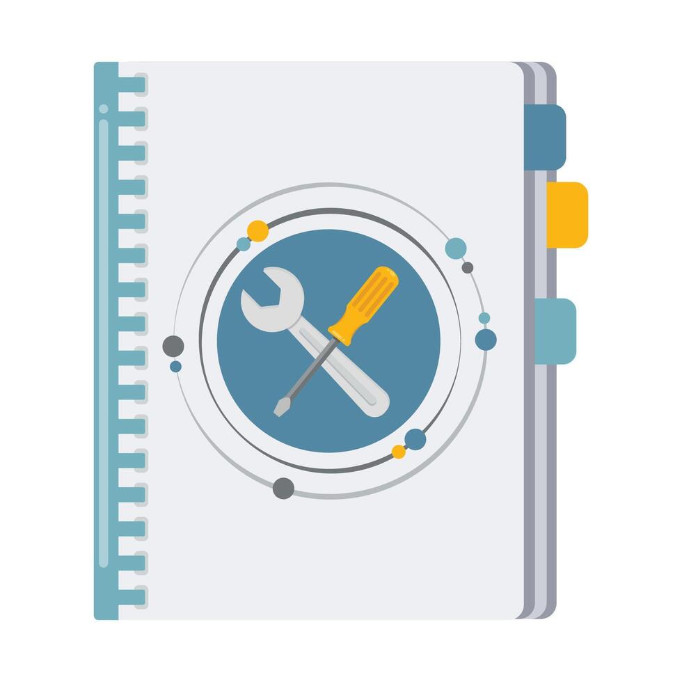 flat design user manual with wrench and screwdriver icon illustration vector