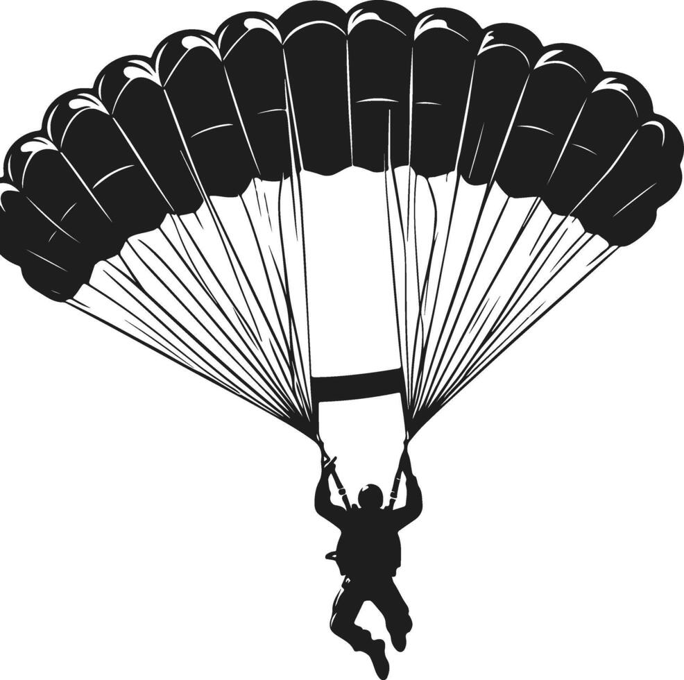 Parachute Skydiving Silhouette Art On Solid White Background vector