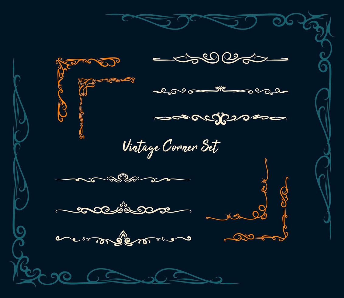 collection of swirling vintage ornaments borders vector