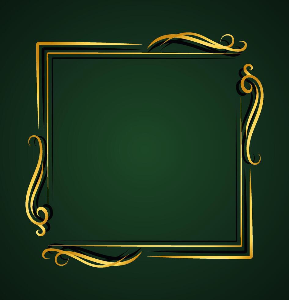 Gold gradation luxury swirling frame dark background template vector