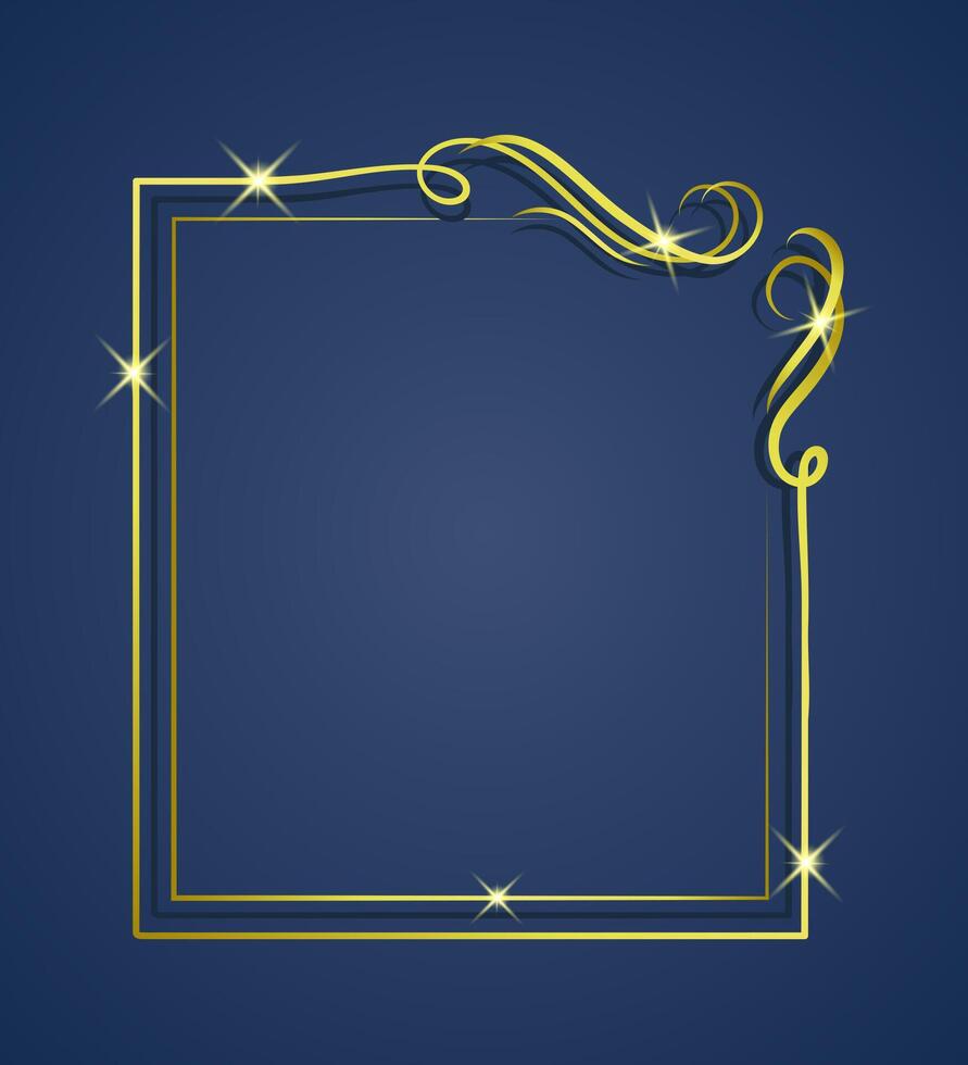 Gold luxury frame background template with light glitter vector