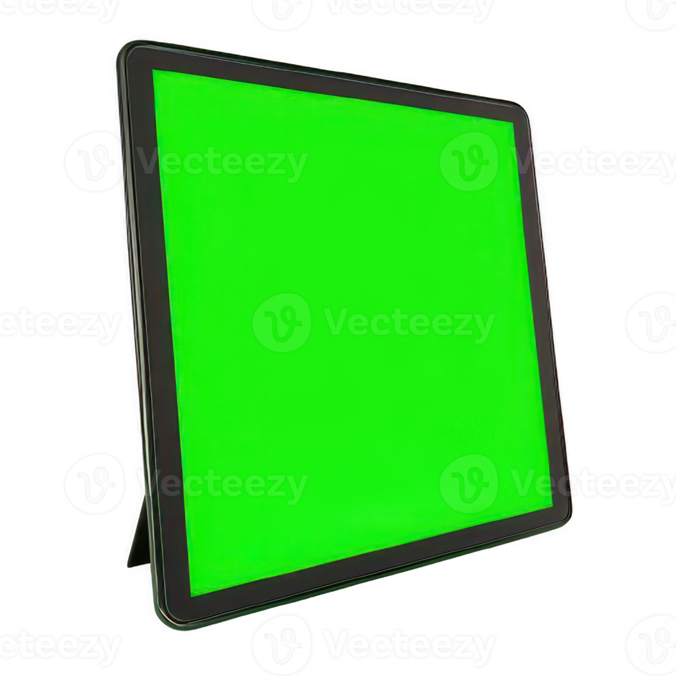 Tablet computer with green screen. 3d png