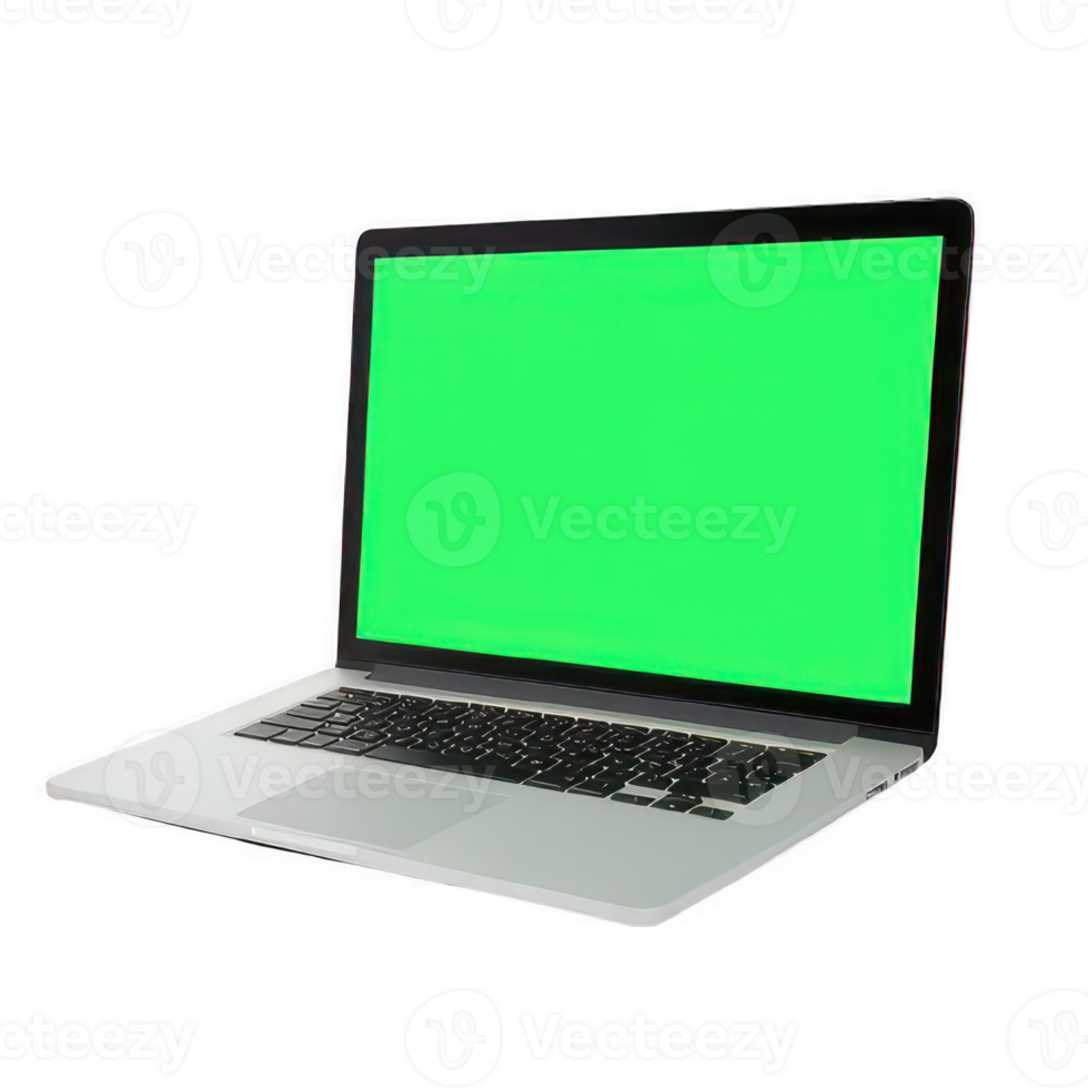 Laptop with green screen. 3d render png