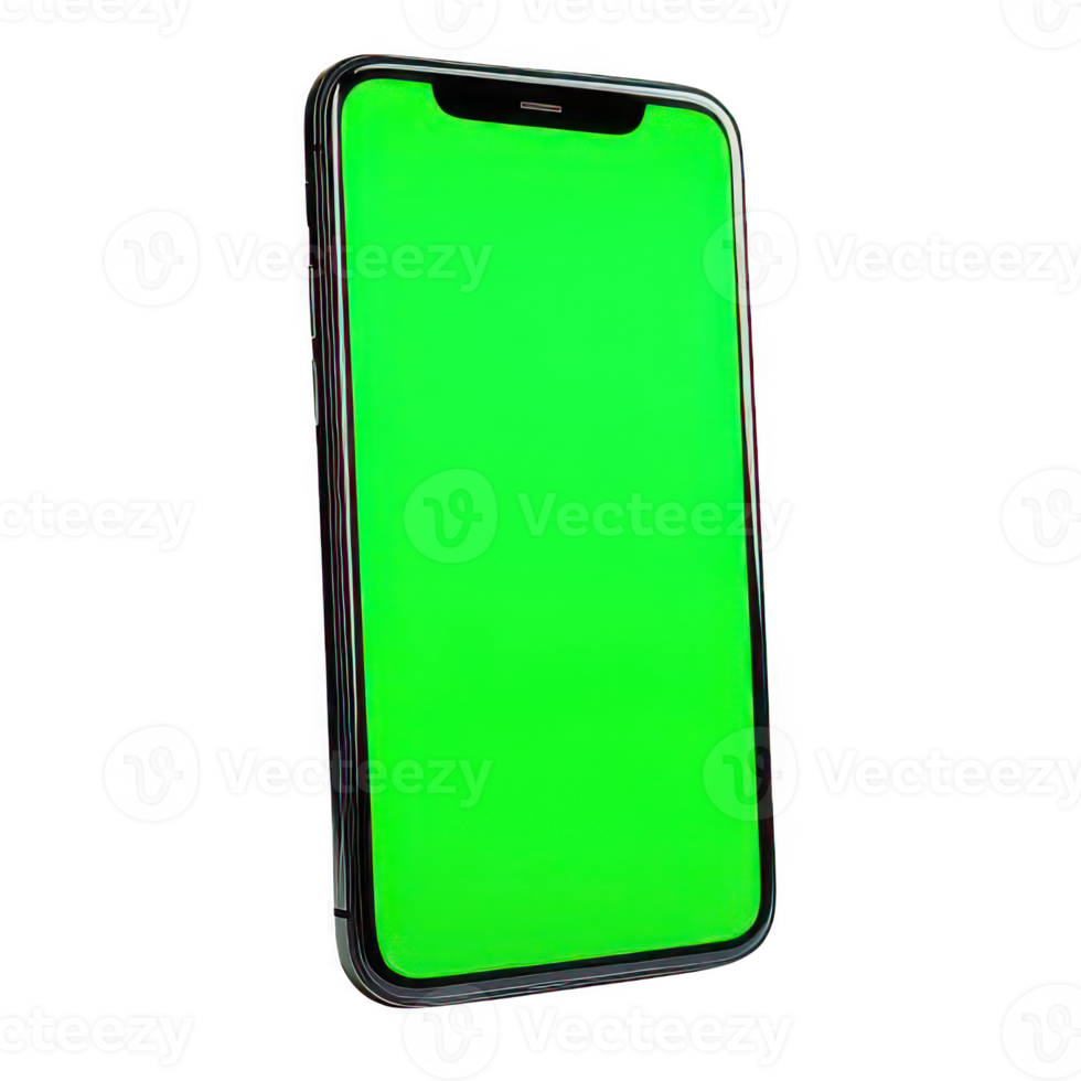 Smartphone with green screen. 3d illustration. png