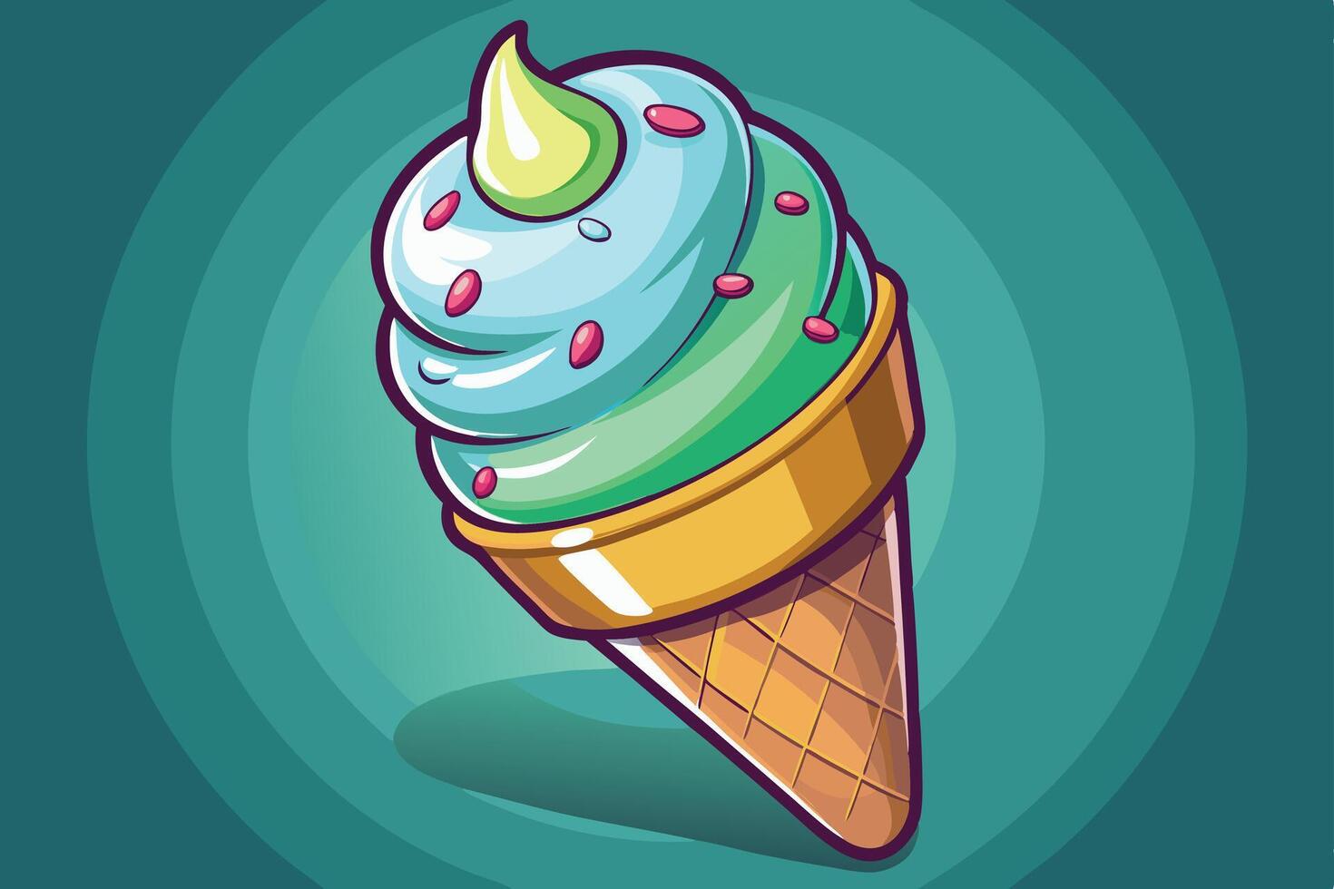 Cone Ice Cream Illustration Design vector