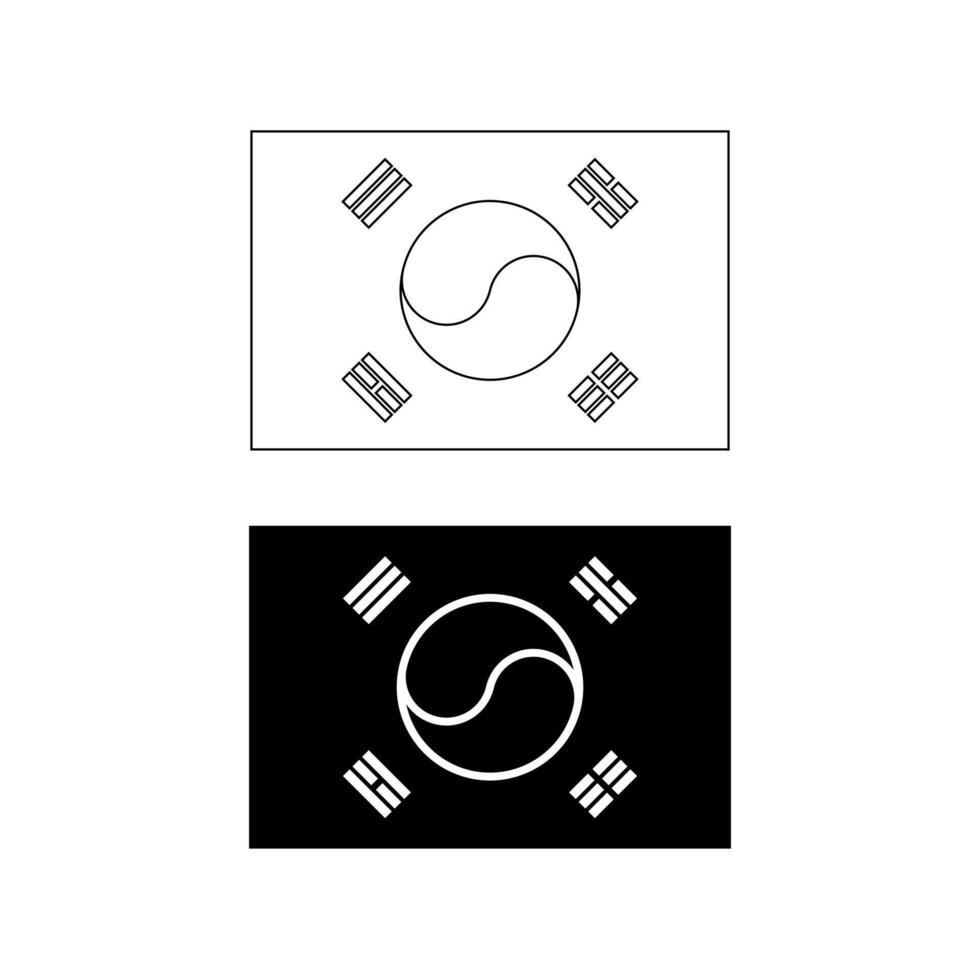 Flag of South Korea icon set vector