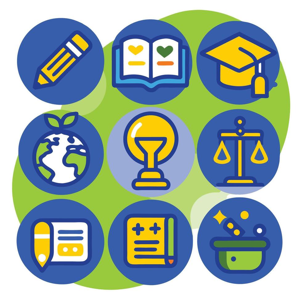 Education and school icon set, collection of education icons set, Containing study, graduation, student, knowledge, learning, school and stationery icons. Solid icon set. illustration icons vector
