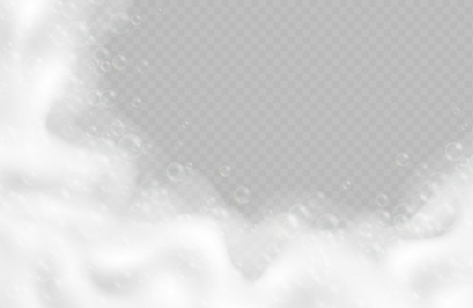 Realistic bath lather with bubbles, realistic shampoo foam vector