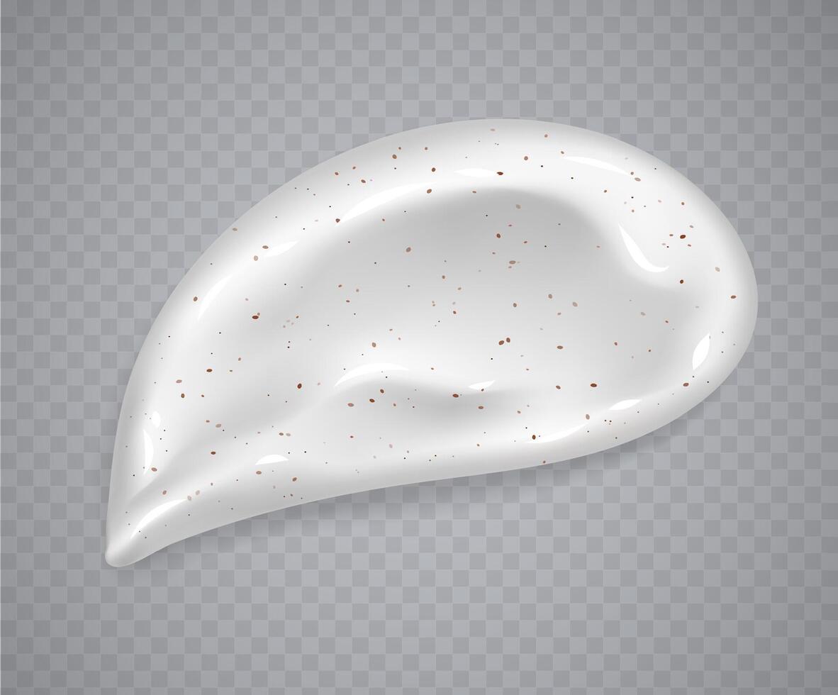 White scrub smear isolated on a grey background. Realistic white cream product sample. vector