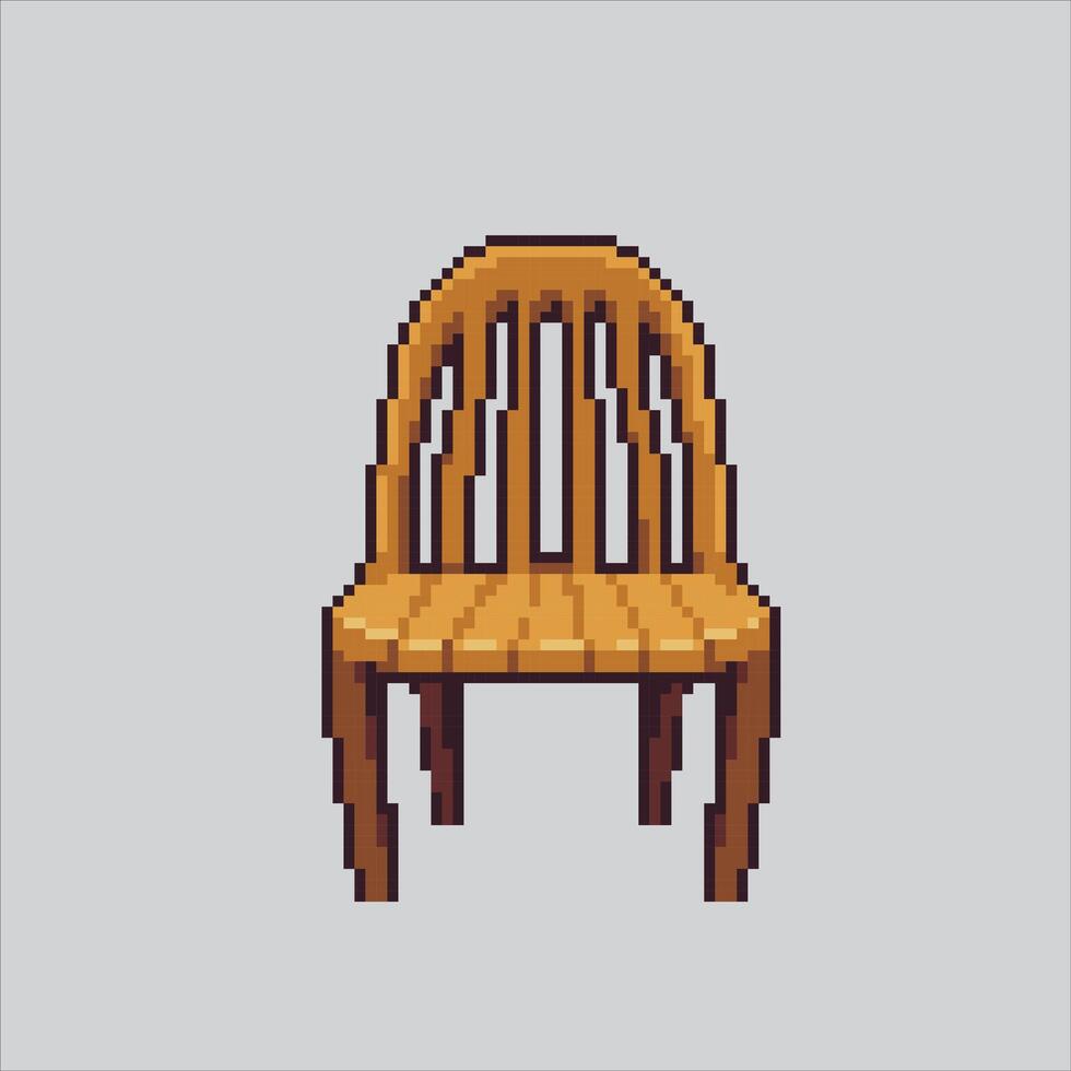 Pixel art illustration Chair. Pixelated Wooden Chair. Wooden chair pixelated for the pixel art game and icon for website and game. old school retro. vector