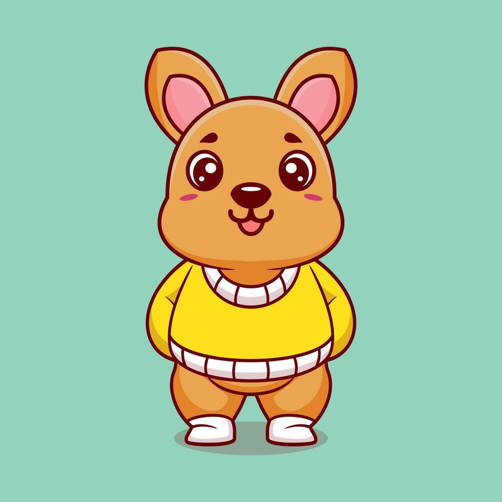 Cute kangaroo creative kawaii wearing jacket cartoon icon vector