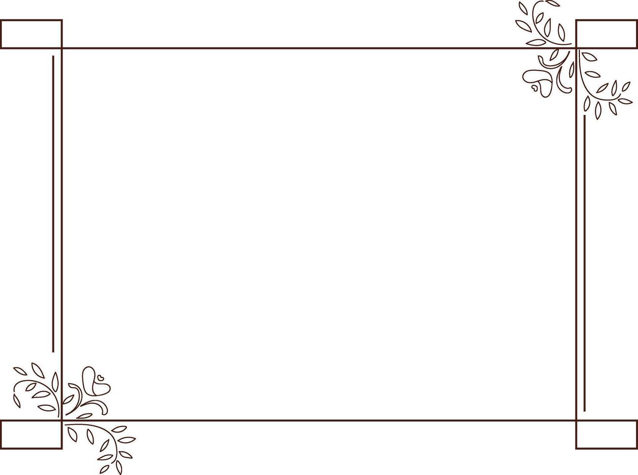 simple white background with rectangle frame and flowers in corner vector