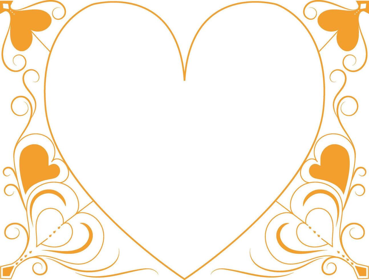 golden heart theme simple white background frame vector