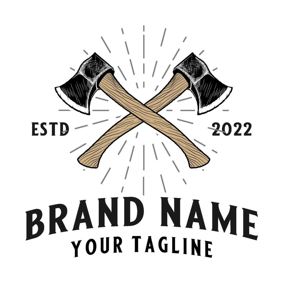 ax vintage logo. two passing axes for the ax throwing community vector