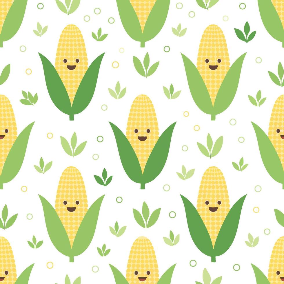 Seamless pattern of cute Corn, white background 59466 vector