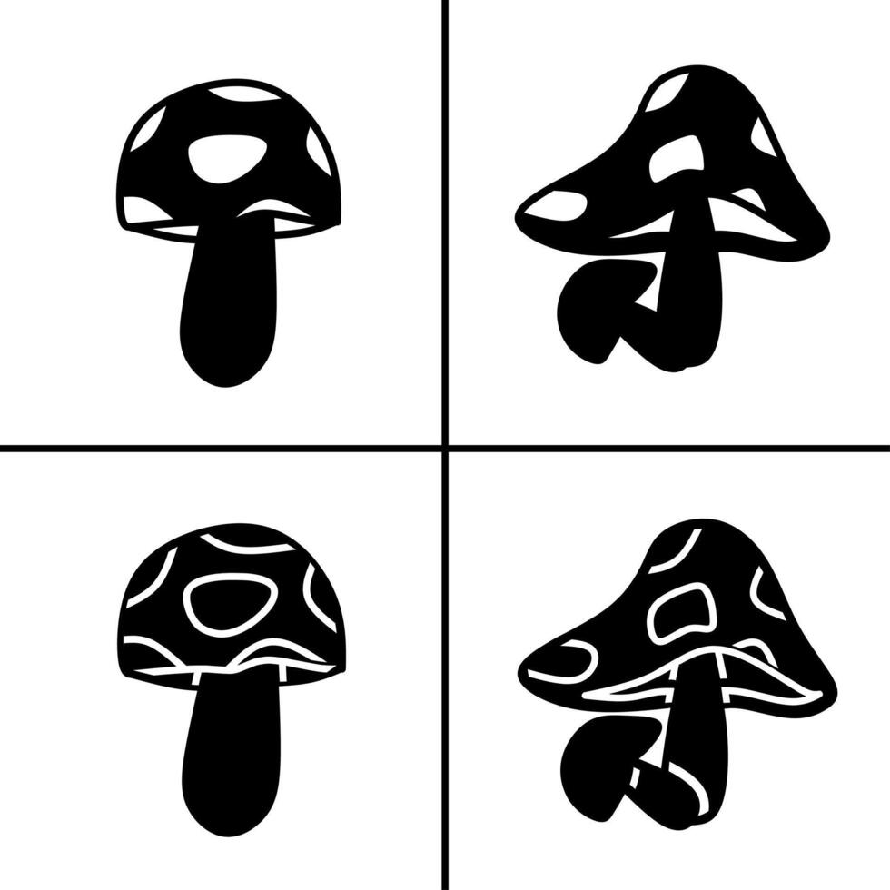 black and white illustration of mushroom icon for business. Stock design. vector
