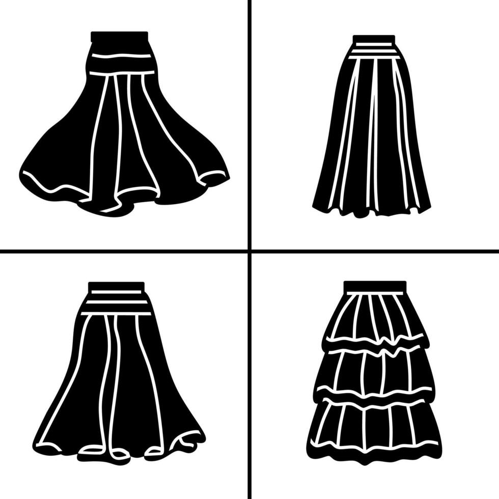 black and white illustration of skirt icon for business. Stock design. vector