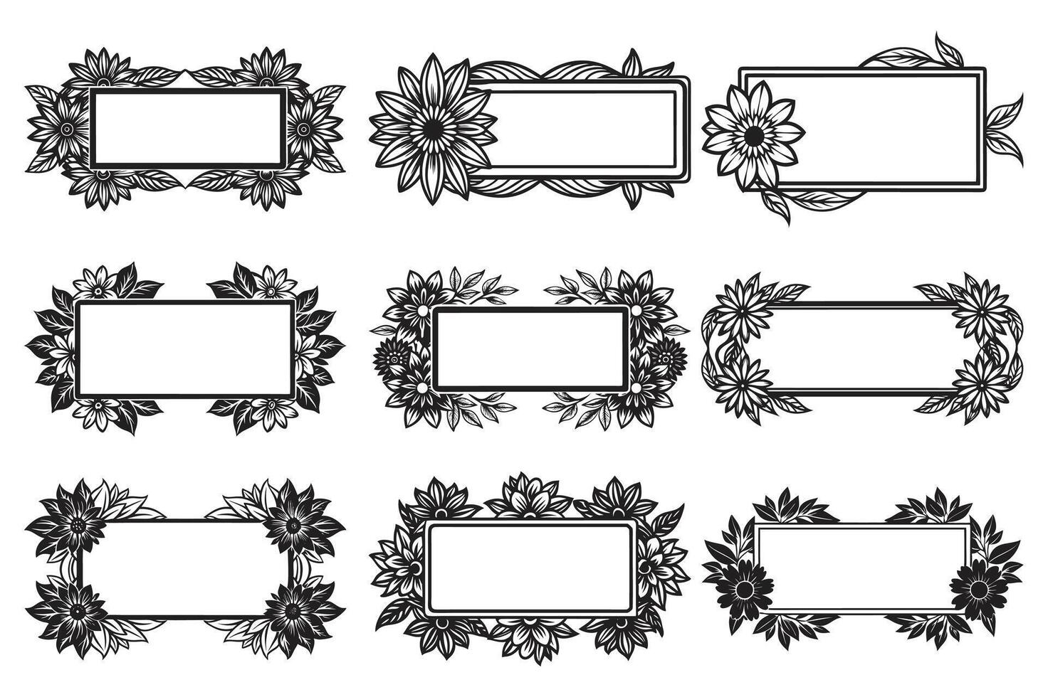 The Floral Frame Set with Ornate Borders and landscape Shapes vector