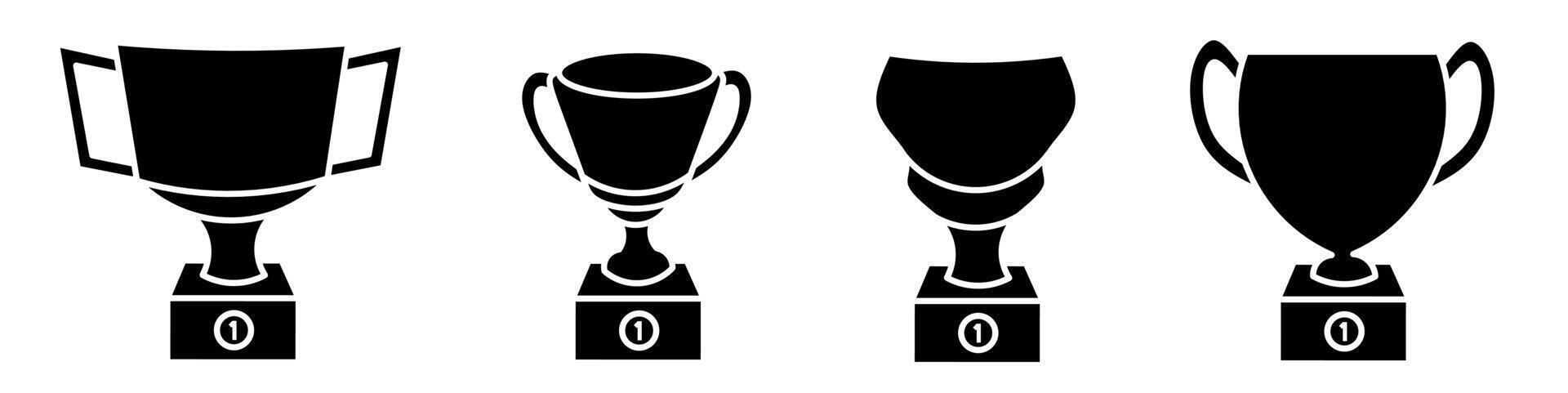 Trophy icon illustration. Black and white trophy icon set. Stock collection. vector