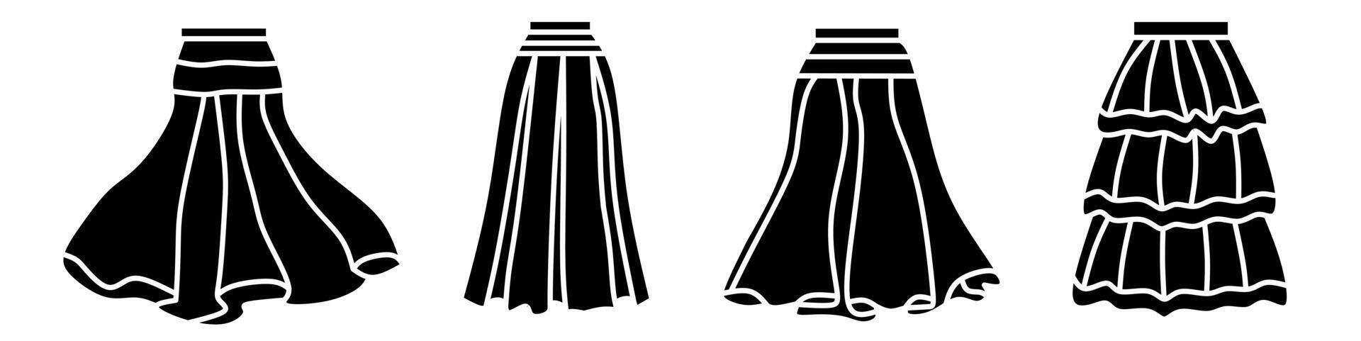 skirt icon illustration. Black and white skirt icon set. Stock collection. vector