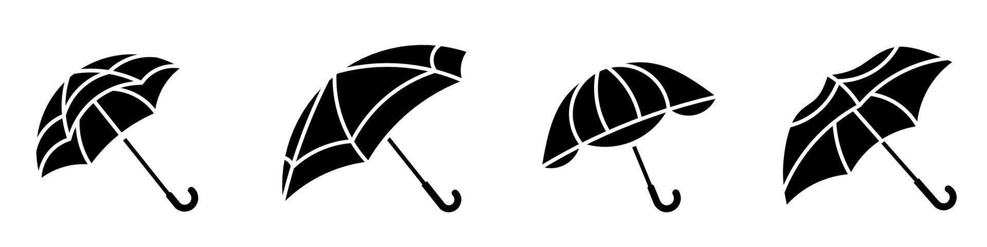 Umbrella icon illustration. Black and white umbrella icon set. Stock collection. vector