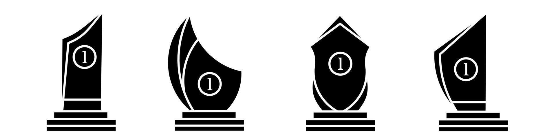 Trophy icon illustration. Black and white trophy icon set. Stock collection. vector
