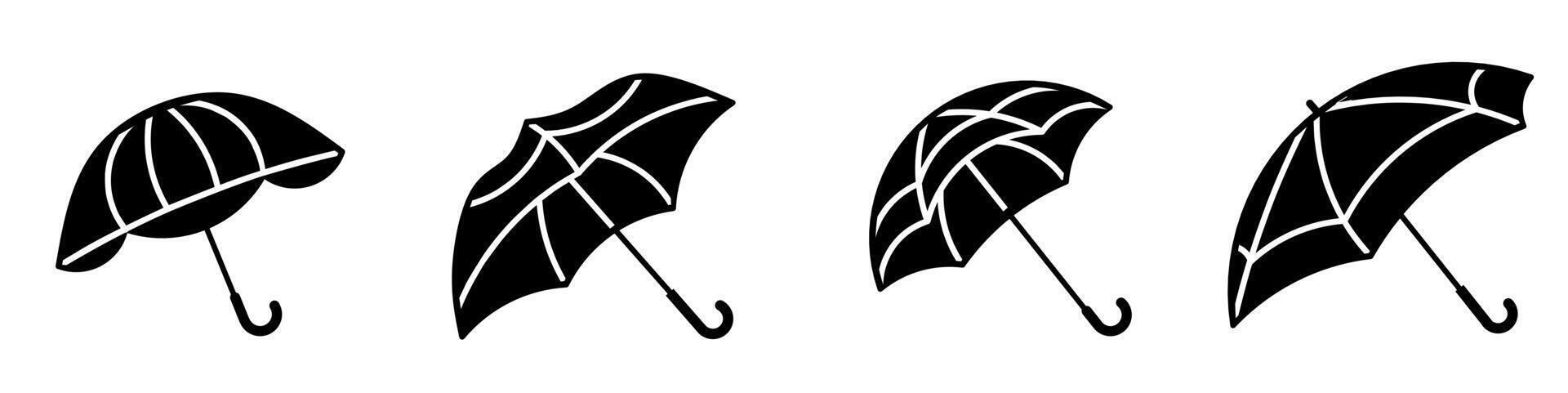 umbrella icon illustration. Black and white umbrella icon set. Stock collection. vector