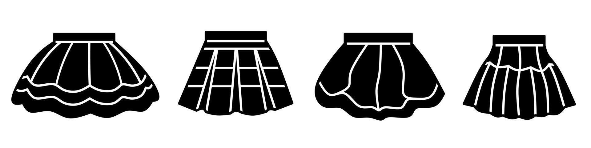 Skirt icon illustration. Black and white skirt icon set. Stock collection. vector