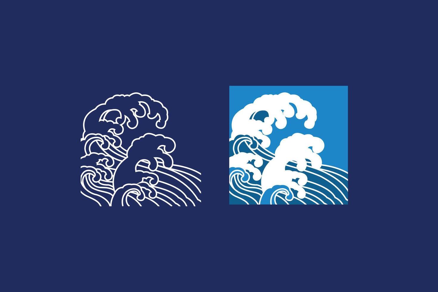 Japanese wave comic line monoline vector