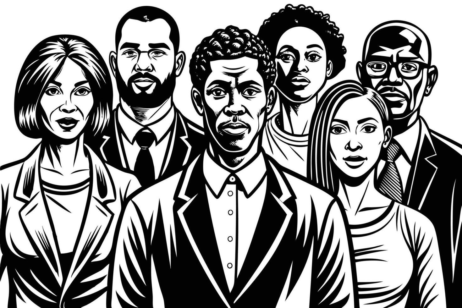 Empowered Black People Team Working Towards Collective Goals vector