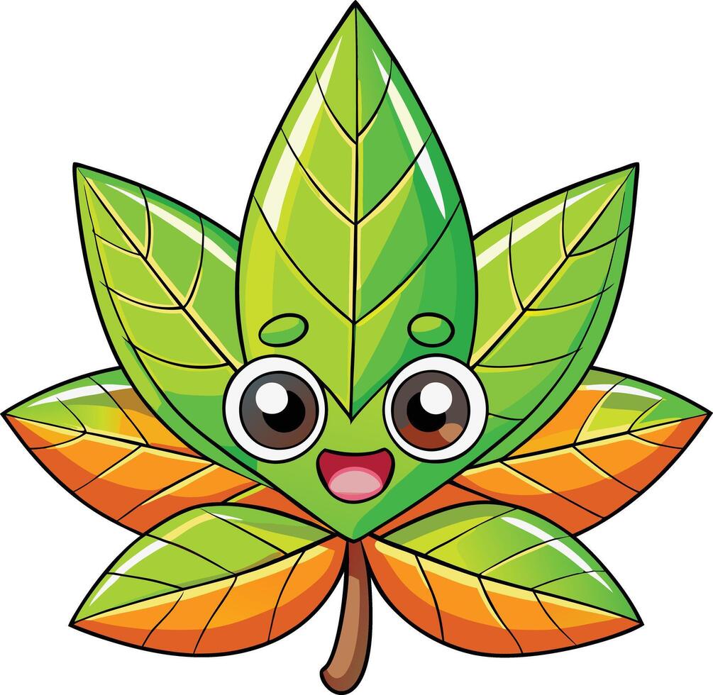 Kawaii style leaf vector