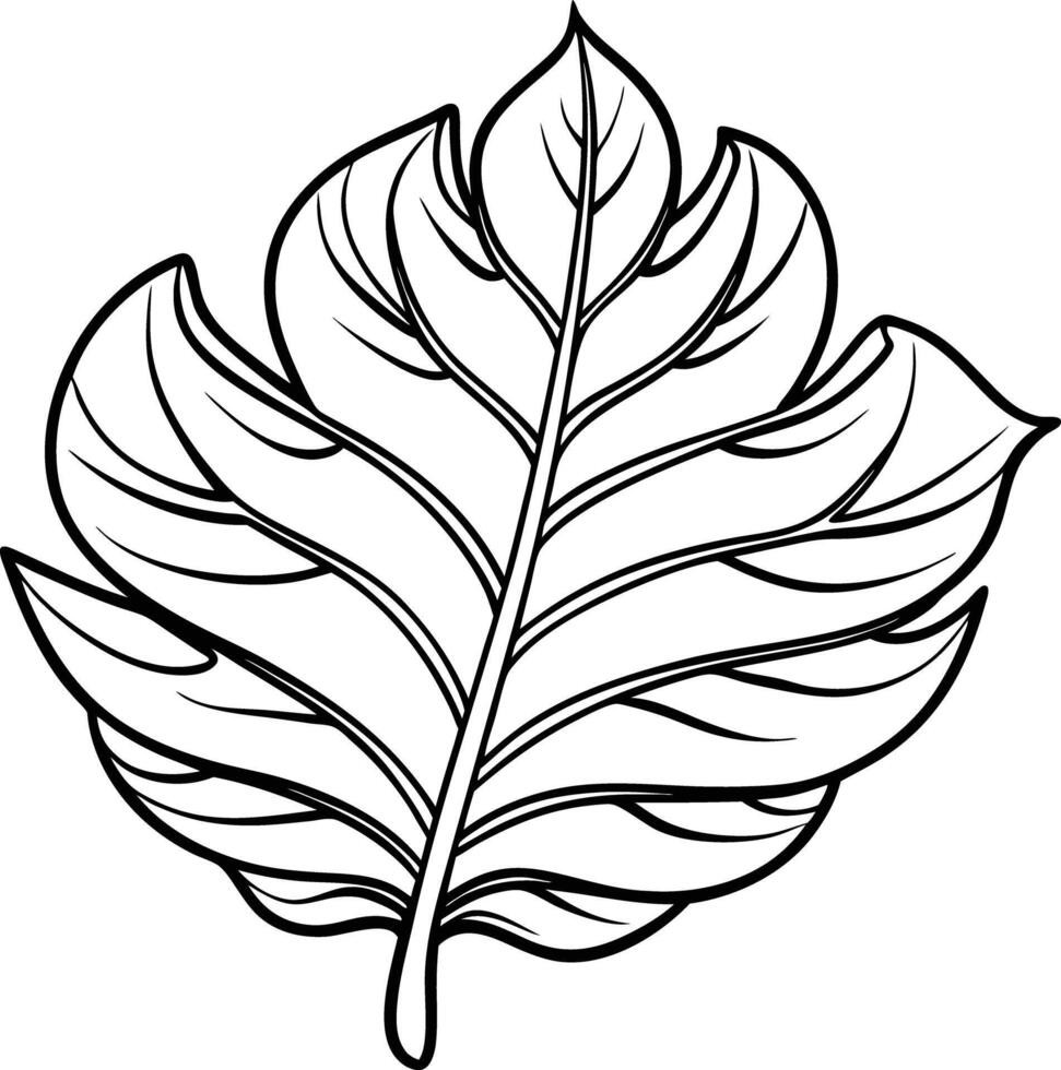 Line artwork of leaf vector